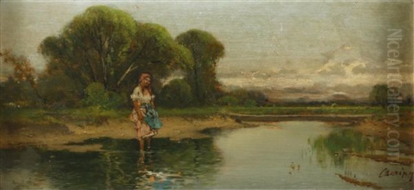 Abkuhlung Oil Painting by Arpad Cserepy