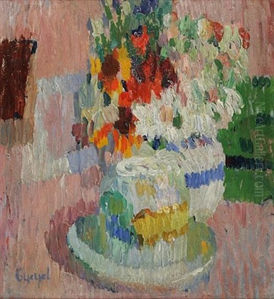 Floral Still Life Oil Painting by Edward Cucuel