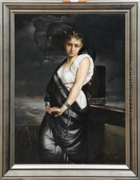 Zenobia, Queen Of Palmyra Following Captured By The Romans Oil Painting by George Cuitt