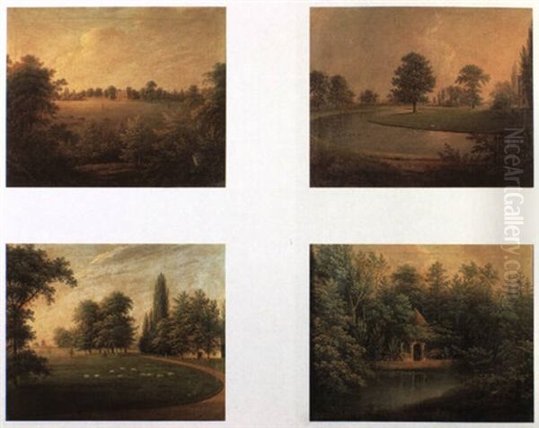 View Of The Hyde Near Ingatestone, Essex From The London Road Oil Painting by George Cuitt