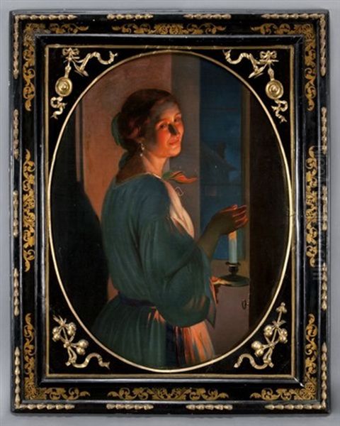 Woman In Candlelight Oil Painting by Johann Mongels Culverhouse