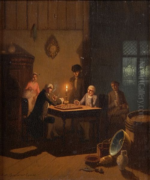 Die Schachpartie Oil Painting by Johann Mongels Culverhouse