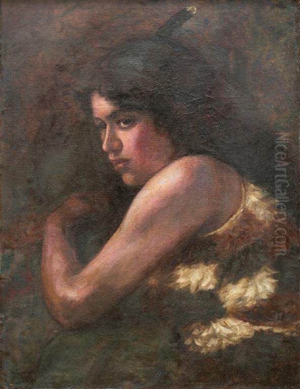 Portrait Of A Maori Woman Oil Painting by Vera Cummings