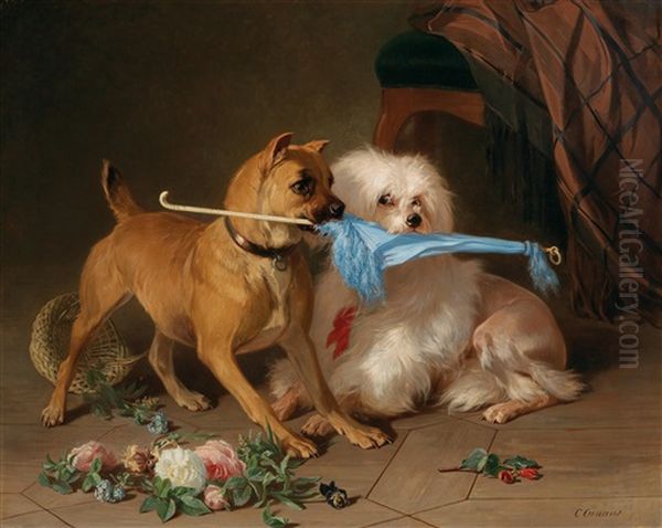 The Blue Umbrella Oil Painting by Conradyn Cunaeus