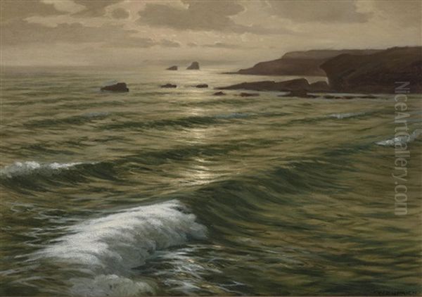 Sunset, Laguna Beach, Cal. Oil Painting by Frank William Cuprien