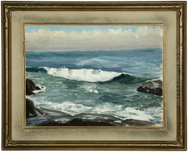 Glowing Cliffs, La Jolla, Cal Oil Painting by Frank William Cuprien