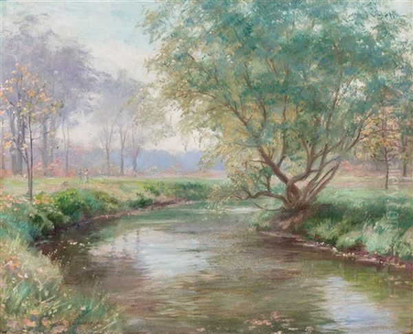 Conversation By The River Oil Painting by Charles Curran