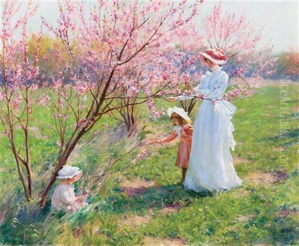 Peach Blossoms Oil Painting by Charles Curran