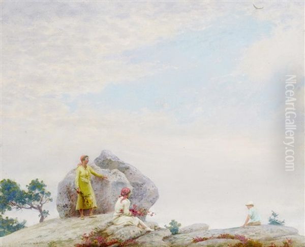 Gray Day On The Cliff Oil Painting by Charles Curran