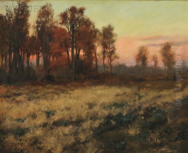 Autumn Landscape At Dusk Oil Painting by Charles Curran