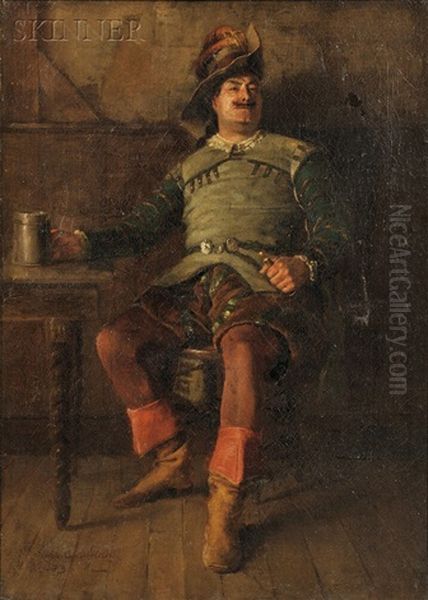 Portrait Of A Man With A Stein Oil Painting by Charles Curran