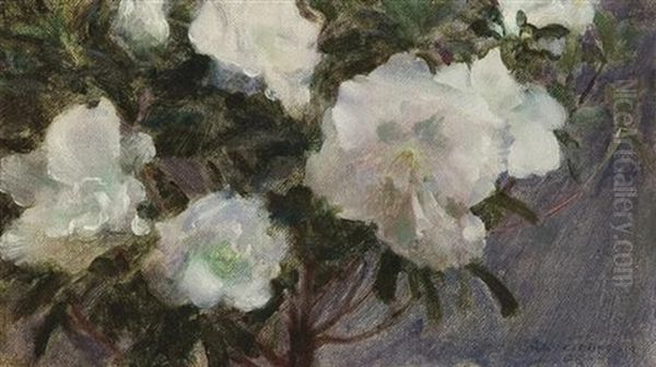 Floral Still Life Oil Painting by Charles Curran