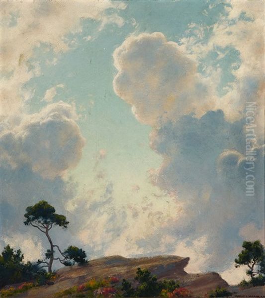 Lake Maratanza, Morning Clouds, Ulster County, Ny Atmospheric Landscape Oil Painting by Charles Curran