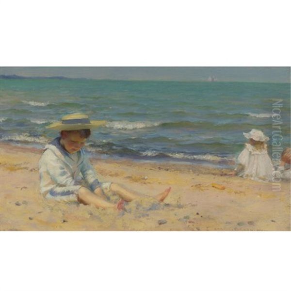 On The Beach, Lake Erie Oil Painting by Charles Curran