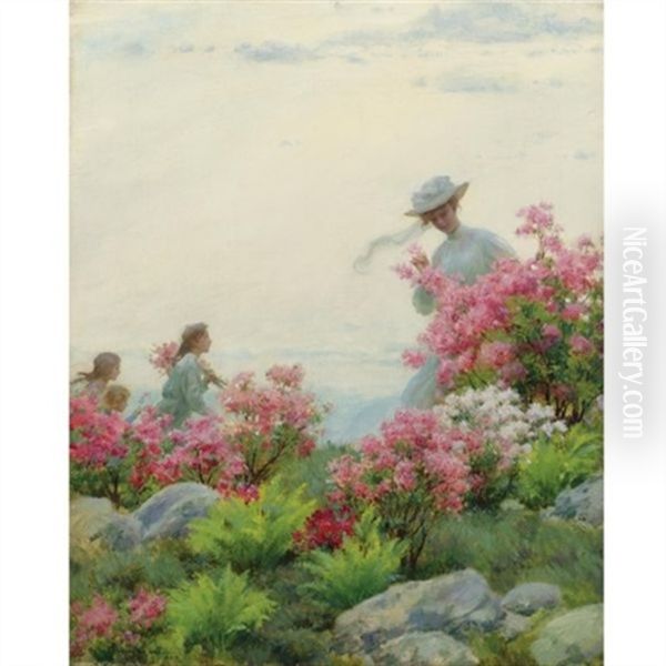 Among The Wild Azaleas Oil Painting by Charles Curran