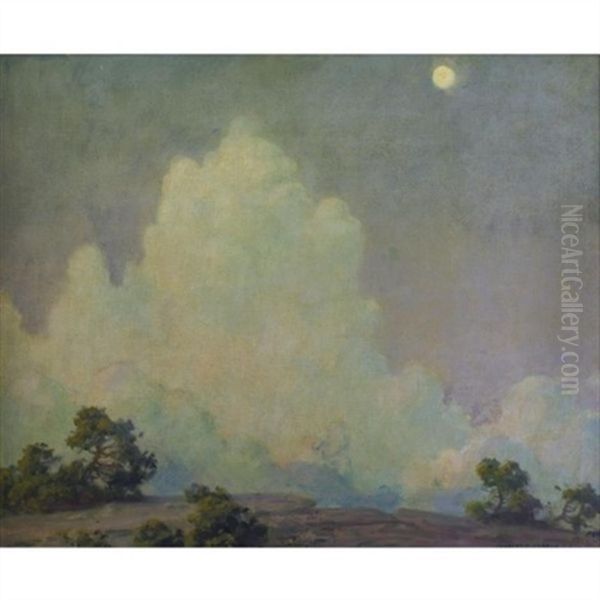 Evening Cloud And Rising Moon Oil Painting by Charles Curran