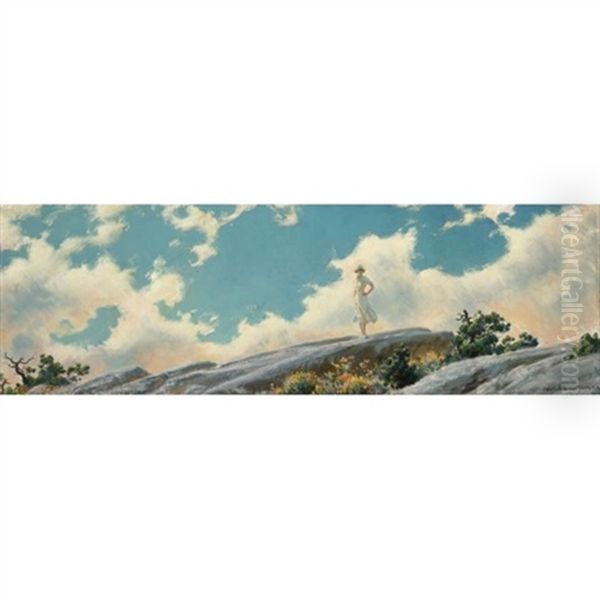 Bright Morning On The Rocks Oil Painting by Charles Curran