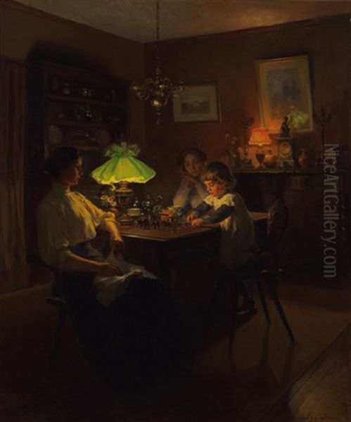 Playing With Mother Oil Painting by Charles Curran