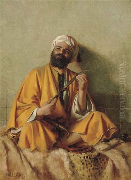 Arab Figure With Scimitar Oil Painting by Charles Curran