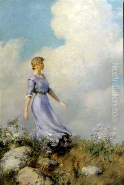 A Hilltop Walk Oil Painting by Charles Curran