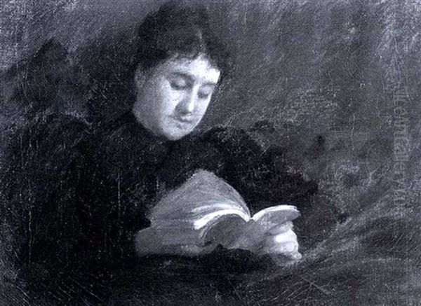 A Quiet Read Oil Painting by Charles Curran