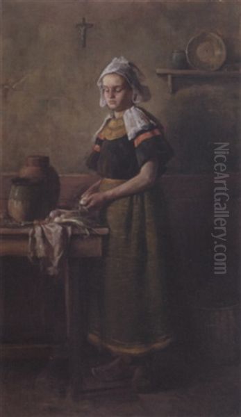 In The Kitchen Oil Painting by Charles Curran