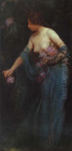 Gathering Flowers Oil Painting by Charles Curran