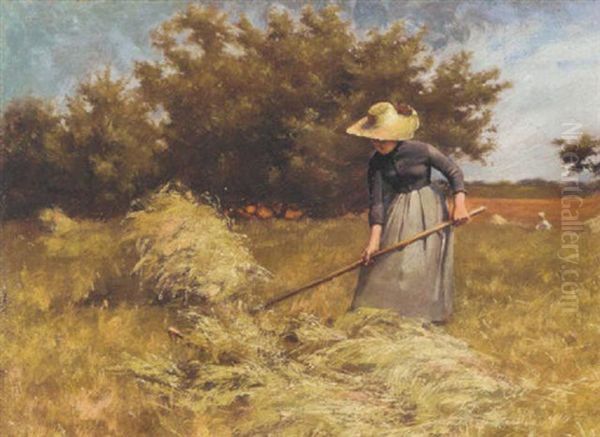 Haytime Oil Painting by Charles Curran