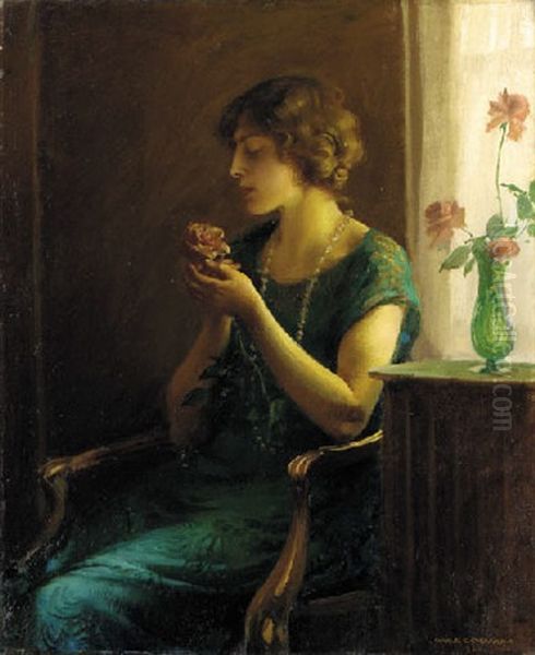 The Full Blown Rose Oil Painting by Charles Curran