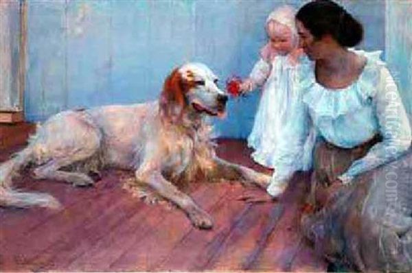 On The Porch Oil Painting by Charles Curran