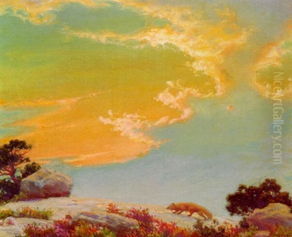 The Cliff - Sunset Oil Painting by Charles Curran