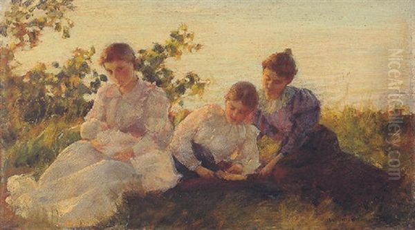 Three Women Oil Painting by Charles Curran