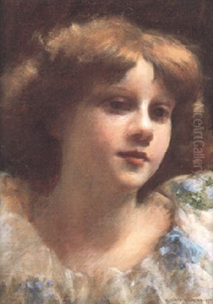 Portrait Of A Young Lady Oil Painting by Charles Curran