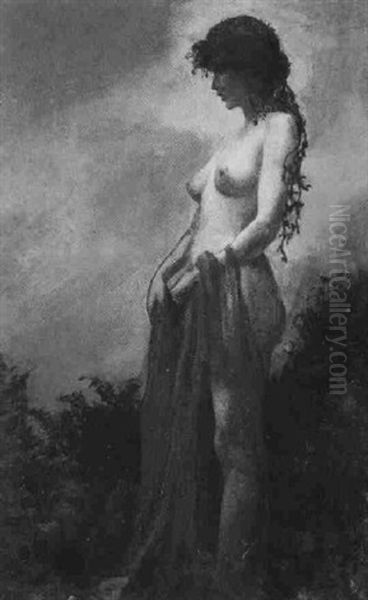 Standing Nude Oil Painting by Charles Curran