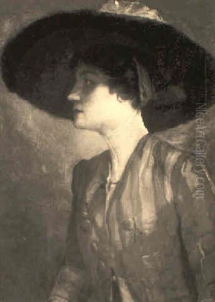 Woman In A Hat Oil Painting by Charles Curran