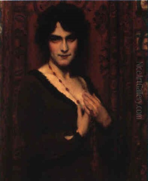 The Carnelian Necklace Oil Painting by Charles Curran