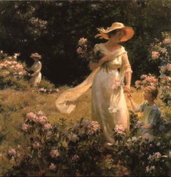 Among The Laurel Blossoms Oil Painting by Charles Curran