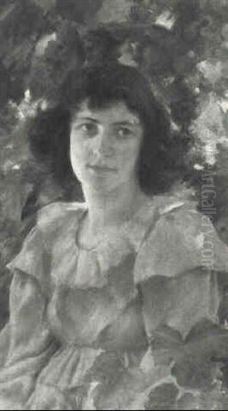 Woman In A Grape Arbor Oil Painting by Charles Curran