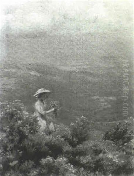 Blue Hills And Golden Rod Oil Painting by Charles Curran