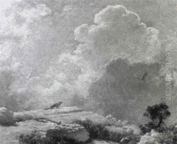 The Fox Holds His Ground Oil Painting by Charles Curran