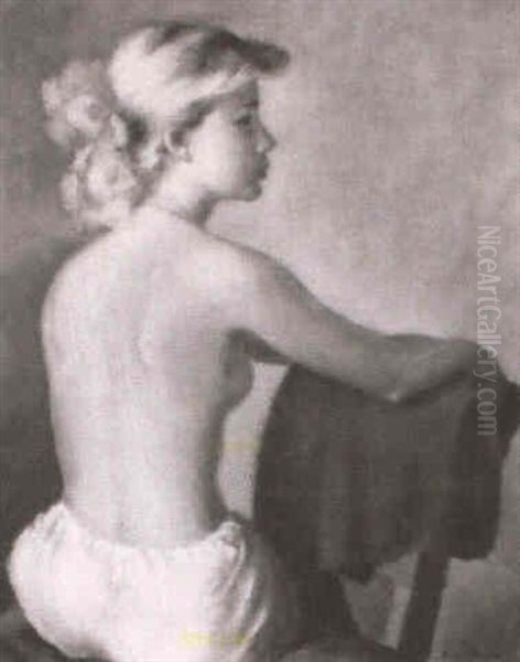 Portrait Study Of Artist's Model Oil Painting by Charles Curran