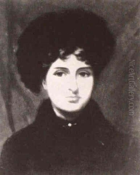 Woman In Black Hat Oil Painting by Charles Curran