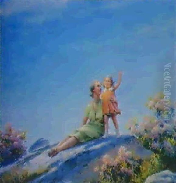 A Happy Moment Oil Painting by Charles Curran