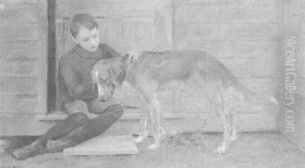 His New Collar Oil Painting by Charles Curran