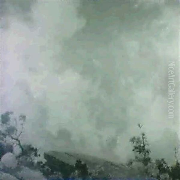 Cliff, Pines, And Clouds Oil Painting by Charles Curran