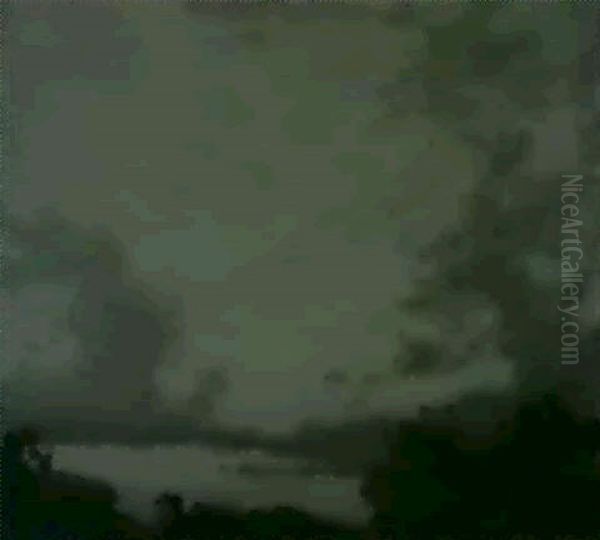 Sunset Over Rockery Oil Painting by Charles Curran