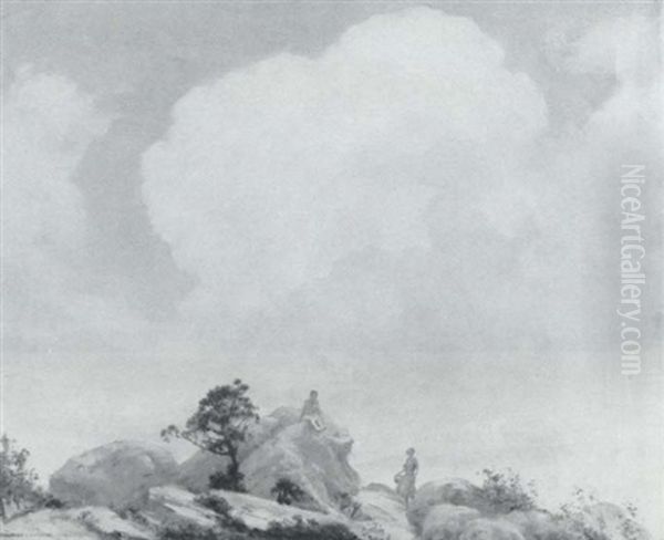 The Picnic Fire Oil Painting by Charles Curran