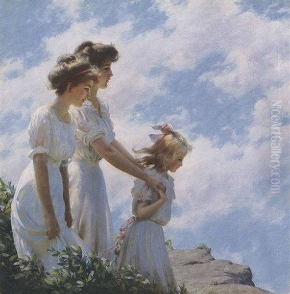 On The Cliff Oil Painting by Charles Curran
