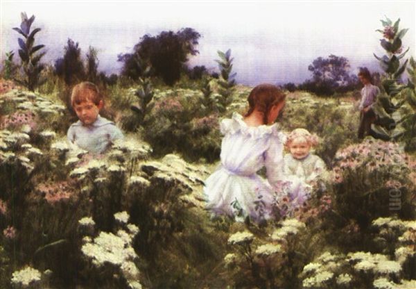 Yarrow And Bee Balm Oil Painting by Charles Curran