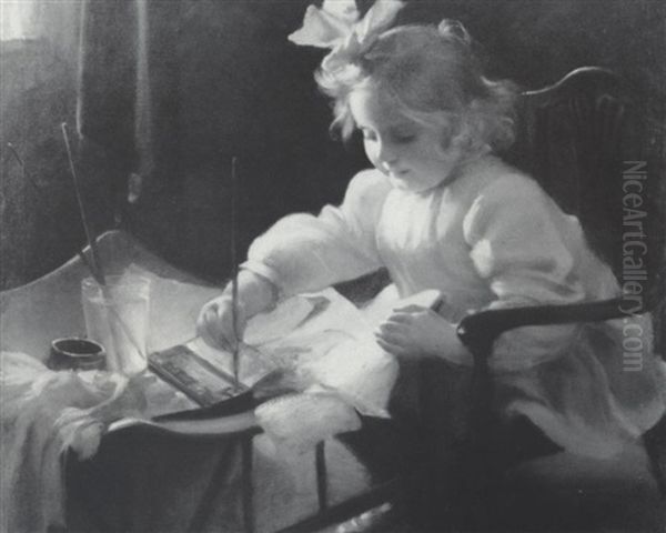 The Watercolor Lesson Oil Painting by Charles Curran